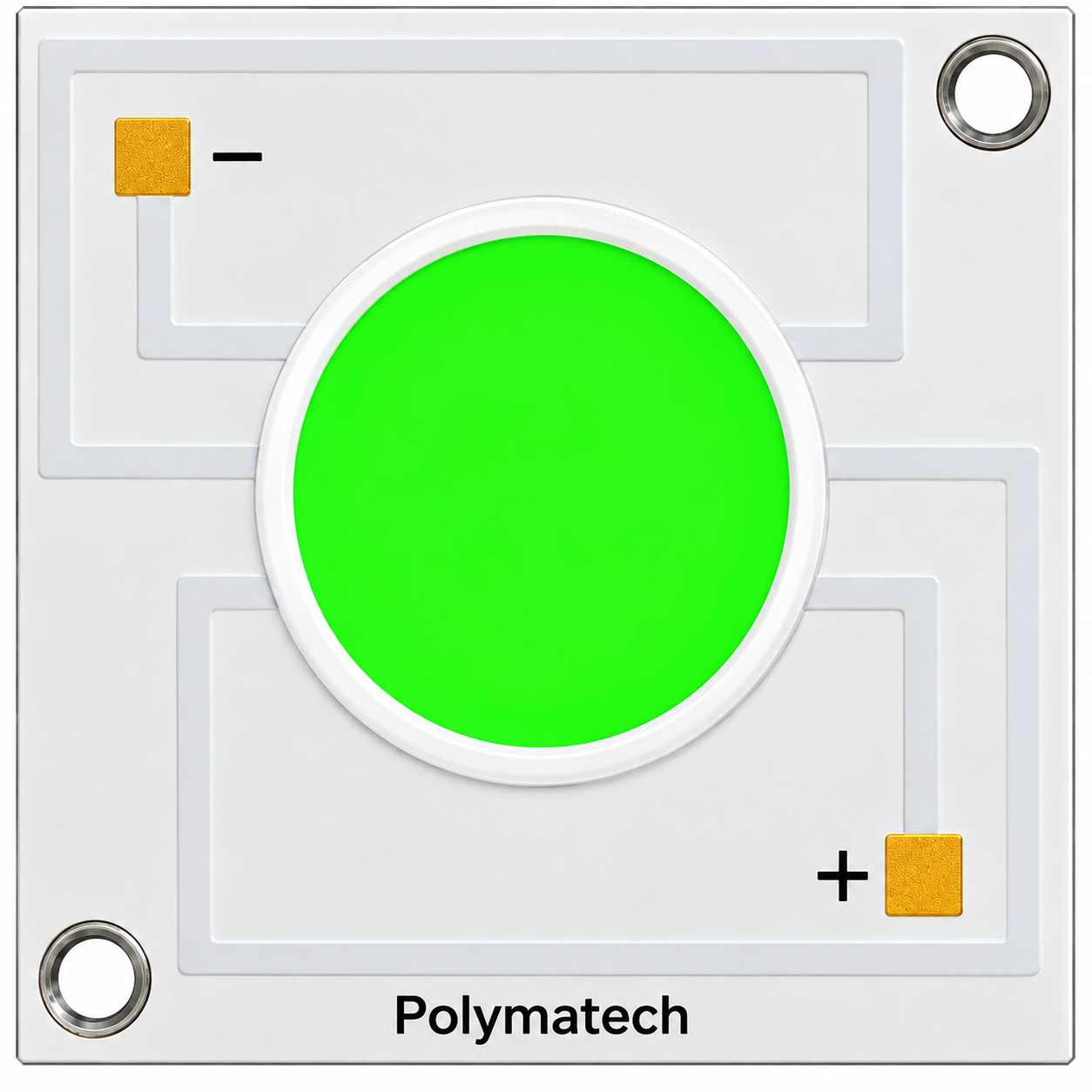 Indicative Polymatech blue-plus-green chip-on-board LED.
